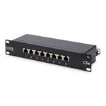 Digitus CAT 5e, Class D patch panel, shielded 8-port RJ45, 8P8C, LSA, 1U, 254mm (10") rack mount color black RAL 9005