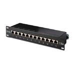 Digitus CAT 5e, patch panel třídy D, stíněný, 12 portů RJ45 8P8C, LSA, 1U, 254 mm (10 "), montáž do stojanu, černá