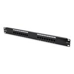 Digitus CAT 6, Class E patch panel, unshielded 16-port RJ45, 8P8C, LSA, 1U, rack mount, color black RAL 9005