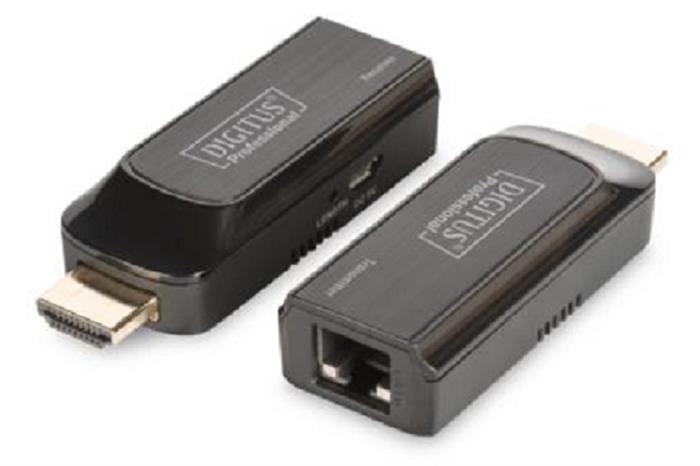 DIGITUS Mini HDMI Extender Set, Full HD, 50m, Cat6/6A/7, powered via Micro USB cable, black