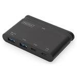 DIGITUS USB 3.1 4-portový hub,  2x USB-A, 2x USB-C, černý