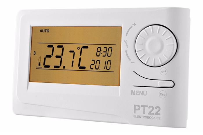 ELEKTROBOCK Prostorový termostat PT22 programovatelný, velký LCD displej