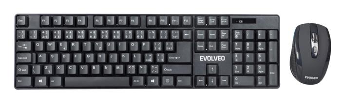 EVOLVEO WK-142, bezdrátový set klávesnice a myši , USB, CZ, černý