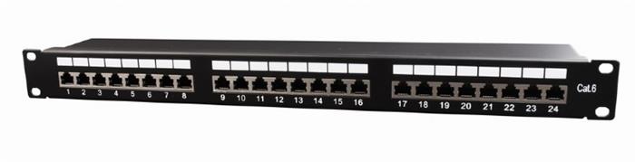Gembird 24-port cat6 stíněný panel 19", 1U