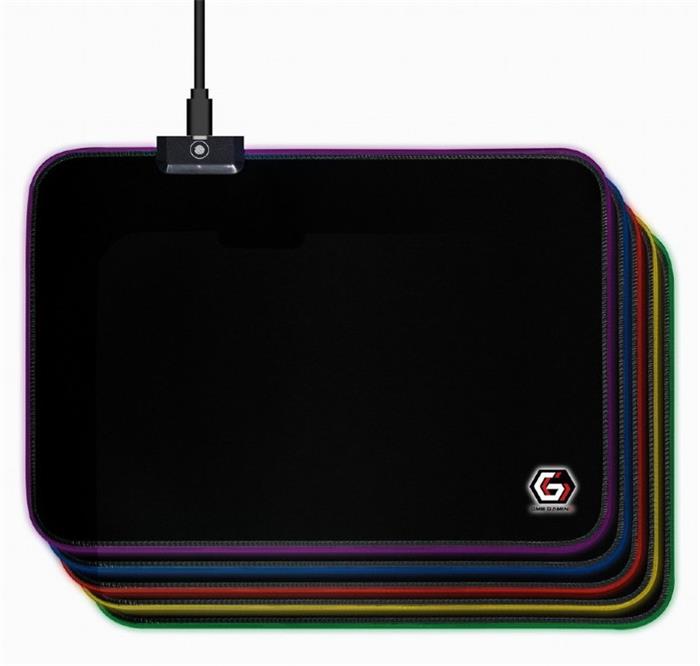 Gembird Podložka pod myš látková černá, RGB podsvícení, 350x250mm