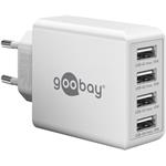 goobay 4 portový nabíječ (30 W) 4x USB-A porty, bílý