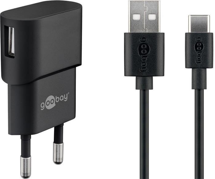 goobay Napájecí a nabíjecí adaptér 230V na USB 5V/1A + USB-C kabel 1m