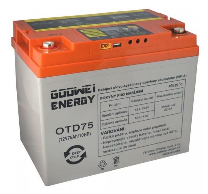 GOOWEI ENERGY DEEP CYCLE (GEL) baterie GOOWEI ENERGY OTD75, 75Ah, 12V