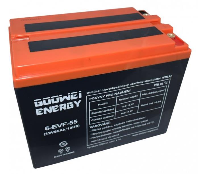 GOOWEI ENERGY Pb trakční záložní akumulátor VRLA GEL 12V/55Ah (6-EVF-55)