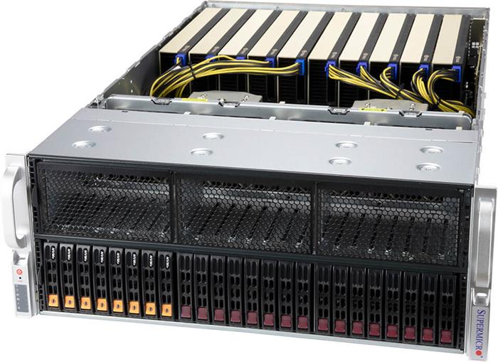 GPU Server 420GP-TNR 4U 2S-P+(270W), 10GPU(PCI-E16g4,2root),PCI-E16,AIOM,noLAN,8NVMe4&16SFF, IPMI,32DDR4,rPS (80+TIT)