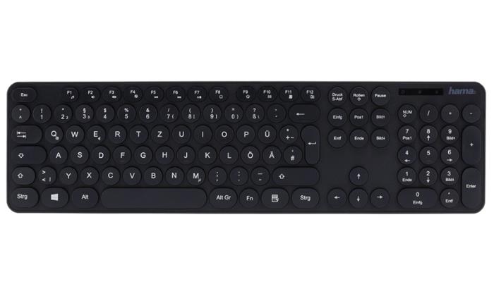HAMA KC-500, tichá klávesnice, slim, kulatá tlačítka, USB, CZ, černá