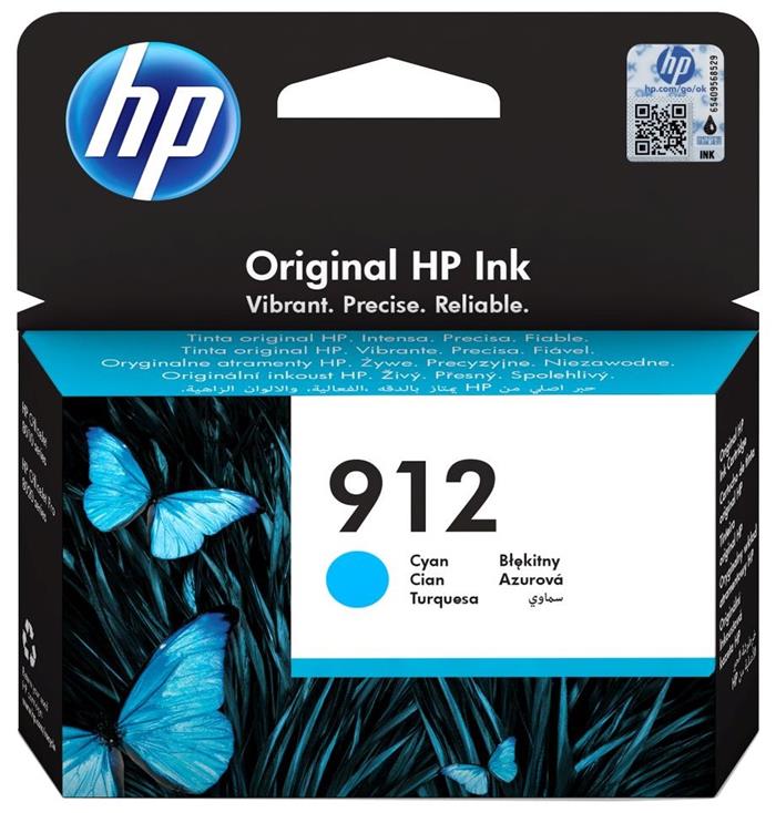 HP 912, inkoustová cartridge, azurová, 315 stran, 2.93ml