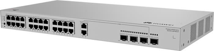 Huawei S220S-26PN4JX Gigabitový POE switch, 22x GPOE, 2x 2.5G POE, 2x 2.5G SFP, 2x SFP+