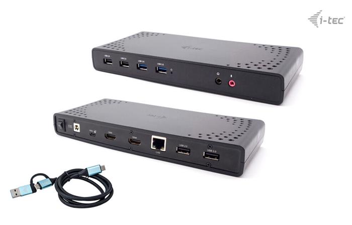 i-tec USB 3.0/USB-C/Thunderbolt, 2x HDMI Docking Station, PD 100W