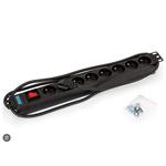 Triton 19"  rozvodný panel 1U 8x230V ČSN vypínač,černý,2m