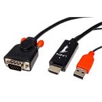 Kabel HDMI -> VGA, napájení USB A(M), 2m