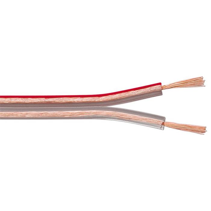 Kabel k reproduktorům, 2x0.75mm2, OFC, trasparentní, 100m