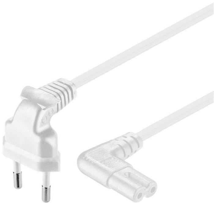 Kabel síťový 230V k magnetofonu se zahnutými konektory 3m bílý