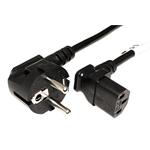 Kabel síťový, CEE 7/7(M) - IEC320 C13 lomený 90° nahoru, 3m, černý