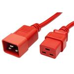 Kabel síťový prodlužovací 16A, IEC320 C20 - C19, 1m, červený