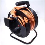 Kabel síťový prodlužovací 230V, na bubnu, 25m, oranžový