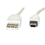 Kabel USB 2.0, typ A -> mini B 5pin, 1.8m, bílý
