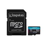 Kingston Canvas Go! Plus 64GB microSDXC karta, UHS-I V30 A2, 170R/100W + adaptér