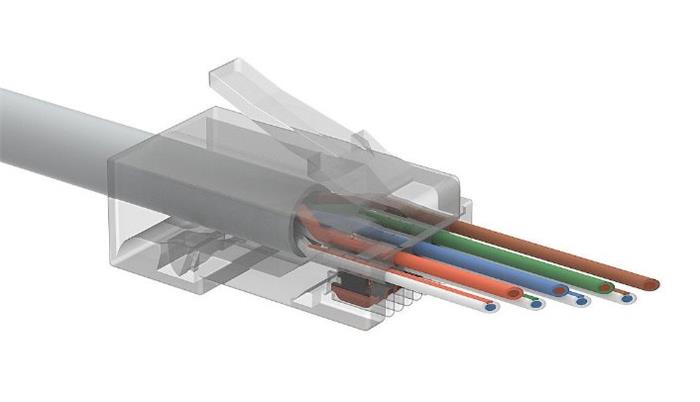 Konektor RJ45 kat. 8.1, stíněný, na lanko / drát, montáž bez nástrojů