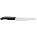 KYOCERA keramický porcovací zoubkovaný nůž s bílou čepelí 18 cm, černá rukojeť