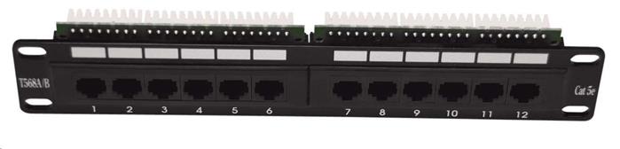 LEXI-Net 10" Patch panel 12port, UTP, Cat5E, duální svorkovnice, černý