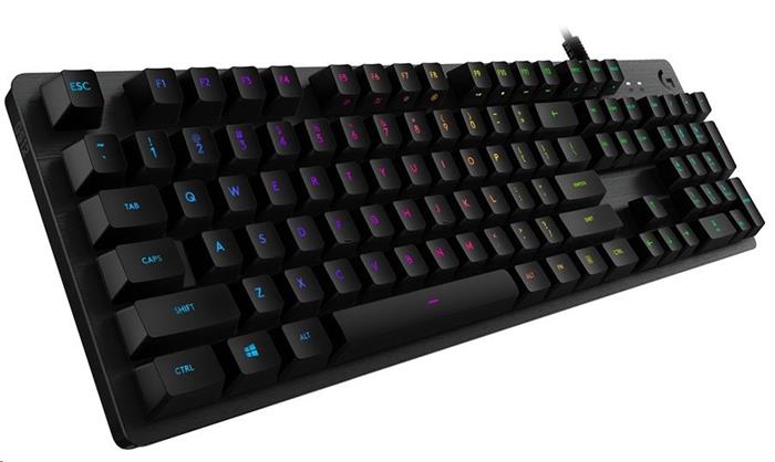 Logitech herní klávesnice G512 LIGHTSYNC RGB/ mechanická/ GX Red/ USB/ US layout/ Carbon