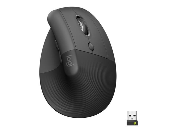 Logitech Lift, vertikální ergonomická myš - grafitová