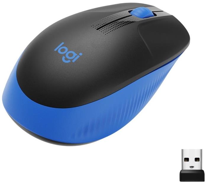 Logitech M190, bezdrátová myš pro desktop, 1000dpi, USB, modrá