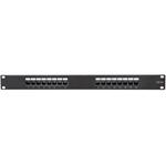 Masterlan patch panel 19", 16xRJ45, Cat5e, 1U, s vyvazovací lištou, černý