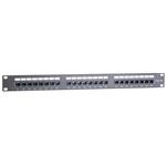 Masterlan patch panel 19", 24xRJ45, Cat5e, 1U, s vyvazovací lištou, černý