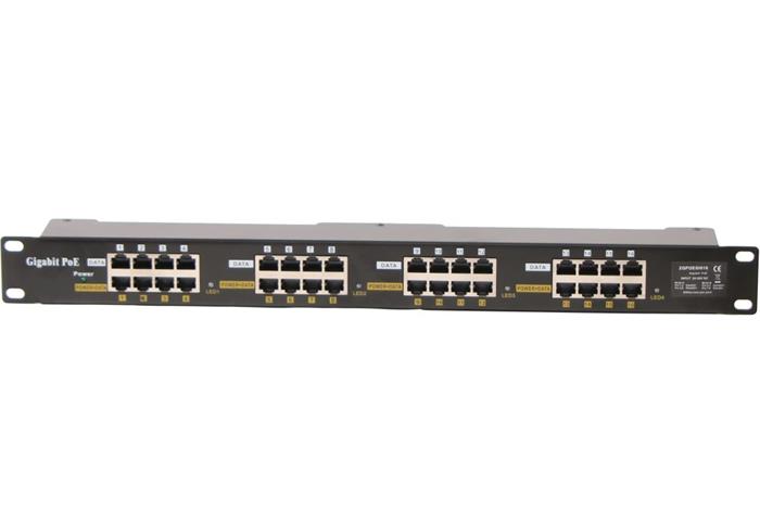 MaxLink Gigabit POE panel 16 portů, 1U pro rack 19", stíněný