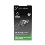 Mini autonabíječka CellularLine Dual Plus s 2xUSB výstupem, 21W/4.2 A max, černá