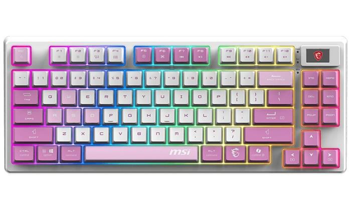 MSI herní klávesnice FORGE GK600 TKL Violet/ bezdrátová 2,4GHz+BT/ mechanická/ RGB/ USB-C/ display/ CZ+SK layout