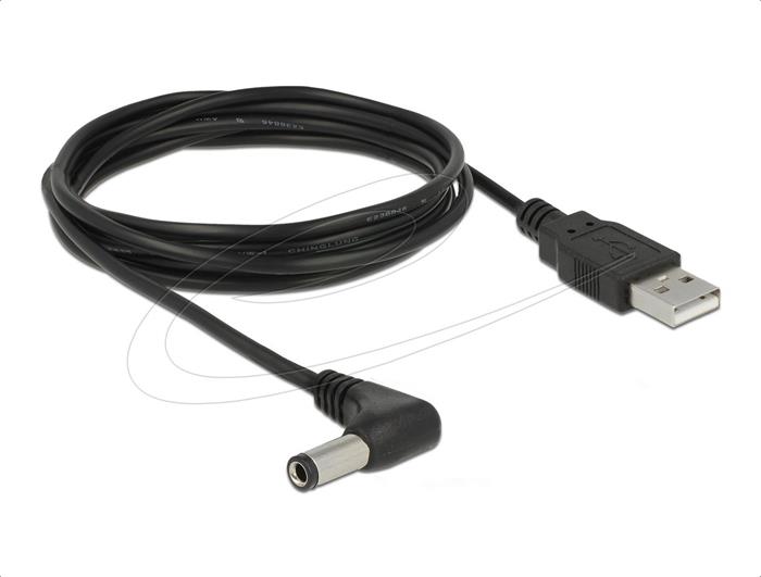 Napájecí kabel USB-A na DC 5.5x2.5mm 90°, 1.5m