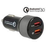 Navilock Autonabíječka, 2x USB, Qualcomm Quick Charge 3.0