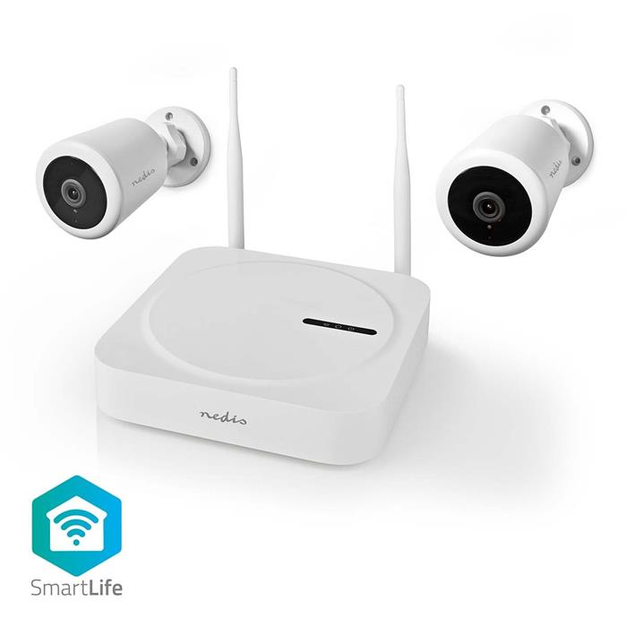 Nedis SLNVR201CWT - Bezdrátový kamerový systém SmartLife 2x Kamera | Full HD 1080p | IP65 | Noční vidění | Bílá