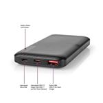 Nedis UPBKPD10000BK - Powerbanka | 10000 mAh | Výstup 1x USB-A / 1x USB-C, PD 2.0 18W