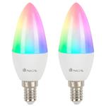 NGS Wi-Fi chytrá LED žárovka / 5W/ E14/ 500lm/ 2800K- 6500K & RGB full color/ 2x pack