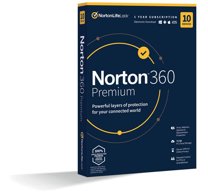 NORTON 360 PREMIUM 75GB +VPN 1 uživatel pro 10 zařízení na 2 roky