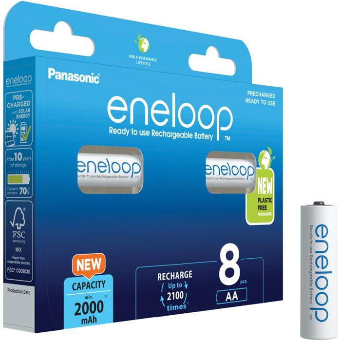 Panasonic eneloop, AA, Ni-Mh, 2000mAh, 2100 cyklů HR6, 8ks