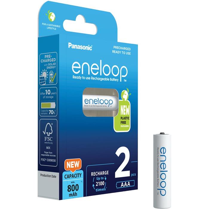 Panasonic eneloop, AAA, Ni-Mh, 800mAh, 2100 cyklů, 2ks