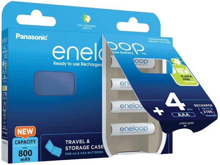 Panasonic Eneloop AAA Ni-MH baterie, 800mAh, 4ks + pouzdro, blistr