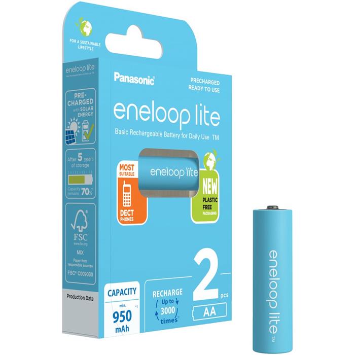 Panasonic eneloop lite, AA, Ni-Mh, 950mAh, 3000 cyklů, 2ks