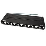 Patchpanel kat. 6a STP, 12 portů, černý, na stěnu (TC-P12C6AS)