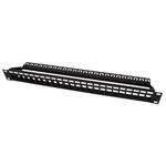 Patchpanel pro keystone 19" kat. 5 / 6 / 6a UTP, 24 portů, neosazený, s vyvazováním, černý